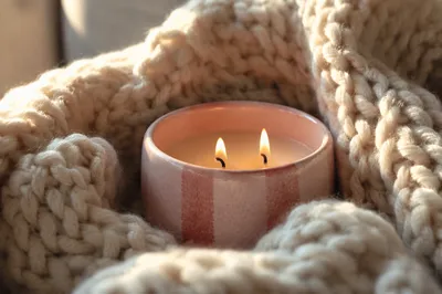 Warm Candlelight in Cozy Knit Blanket