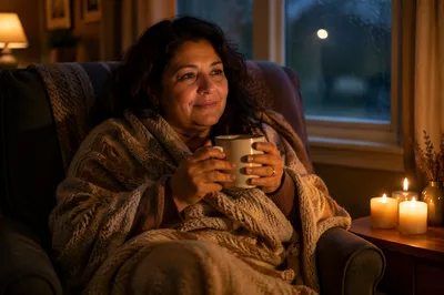 Cozy Evening with Blanket and Candlelight