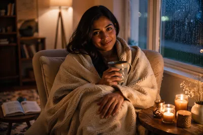 Woman in Armchair by Candlelight Window