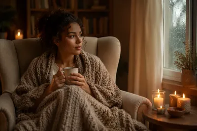 Cozy Evening with Blanket and Candlelight