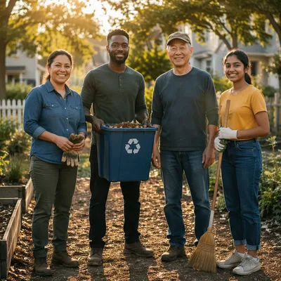 Community Volunteers After Garden Cleanup
