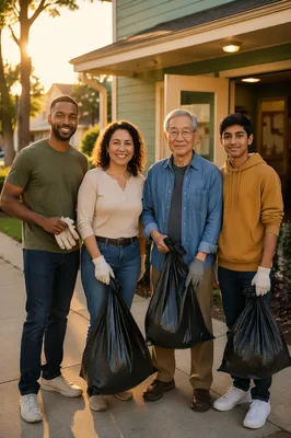 Community Volunteers Outside Neighborhood Center