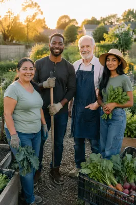 Community Volunteers Portrait in Food Garden