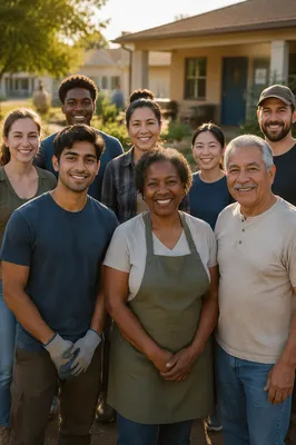 Diverse Community Volunteers After Cleanup Together