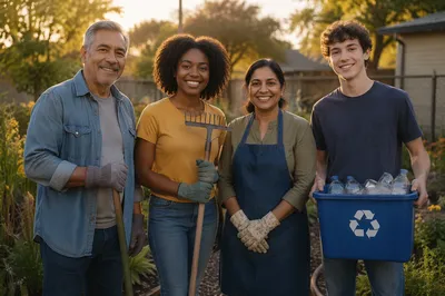 Community Volunteers Portrait in Neighborhood Garden