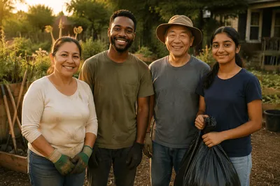 Community Volunteers in Garden Group Portrait