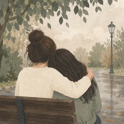 Compassionate Friends Sharing Comfort on a Bench
