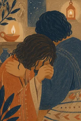 Compassionate Shoulder Hug in Quiet Grief