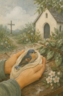 Compassionate Hands Holding a Wounded Songbird