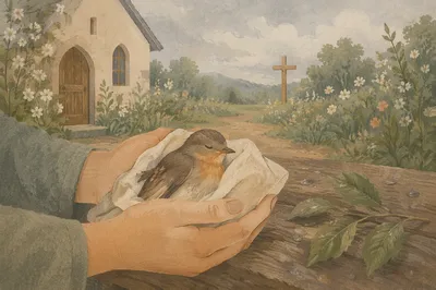 Gentle Hands Holding Wounded Bird