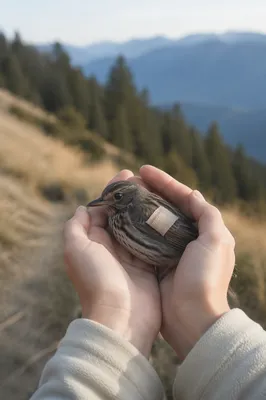 Compassionate Hands Cradling Injured Songbird