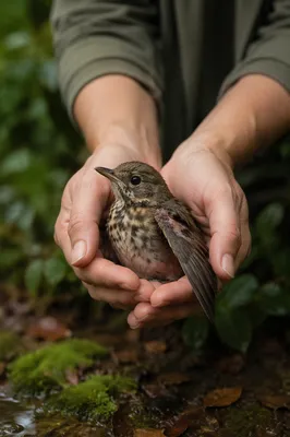 Gentle Hands Holding Injured Songbird