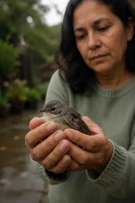 Gentle Hands Holding Injured Songbird