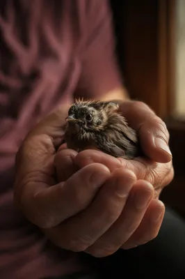 Compassionate Hands Holding Injured Fledgling