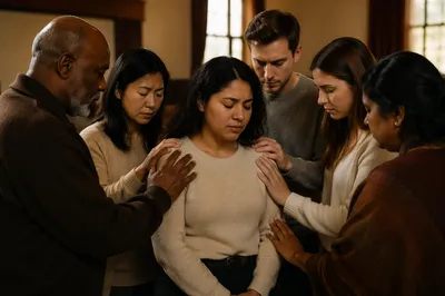 Group Prayer in Warm Community Hall