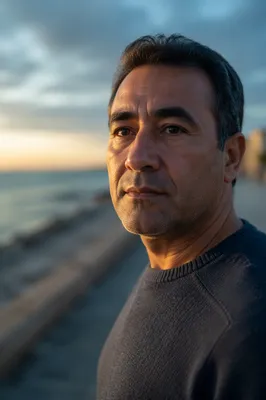 Contemplative Man Portrait at Dawn