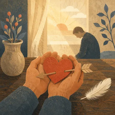 Hands Holding Pierced Heart in Repentance