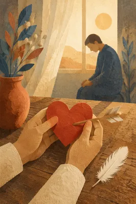 Repentant Heart with Arrow and Dove Feather