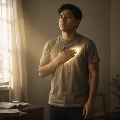 Contemplative Young Man by Window Light