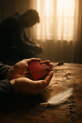 Repentant Heart with Arrow and Dove Feather