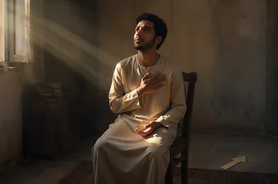 Contemplative Man in Soft Morning Light