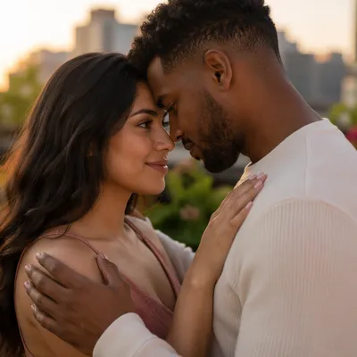 Close-Up Couple Sharing Tender Gaze