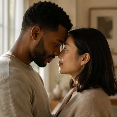Intimate Close-Up of Loving Couple