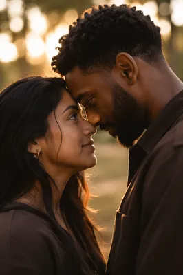 Tender Couple Close-Up at Golden Hour