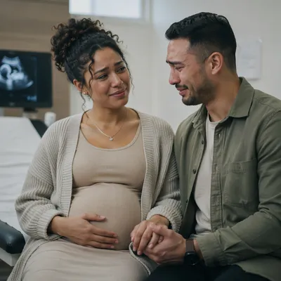 Expectant Couple During First Ultrasound Appointment