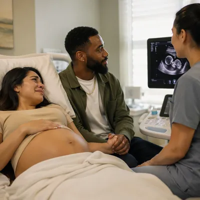 Emotional Couple During Ultrasound Exam