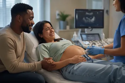 Couple Listening to Baby Heartbeat Ultrasound