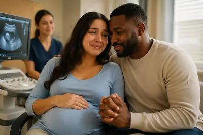 Expectant Couple Hearing Baby Heartbeat Together