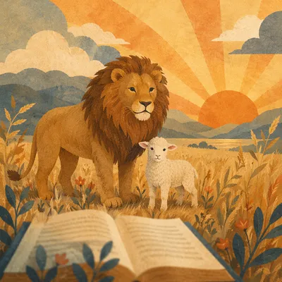 Lion and Lamb at Sunrise Faith