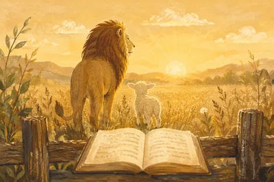 Lion and Lamb at Sunrise Faith
