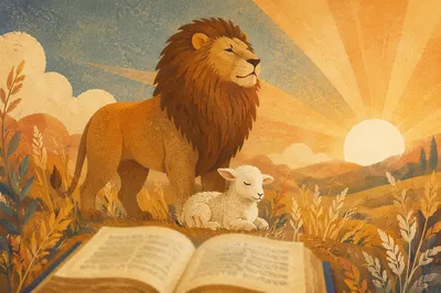 Lion and Lamb at Sunrise Faith