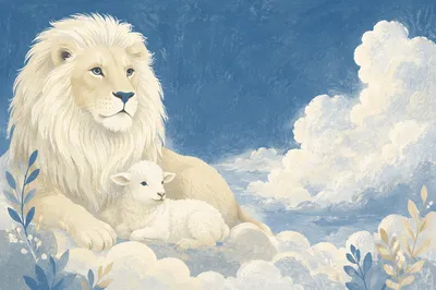 Lion and Lamb Courage Faith Sky