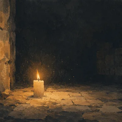 Single Candle of Courage in Darkness