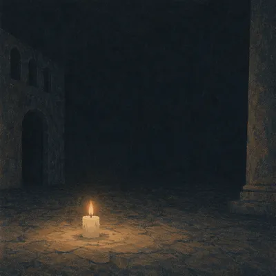 Single Candle of Courage in Darkness
