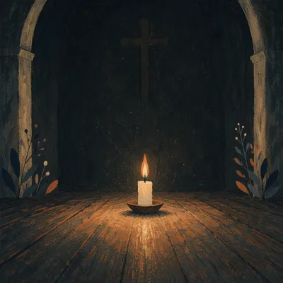 Courage Candle in a Dark Chapel