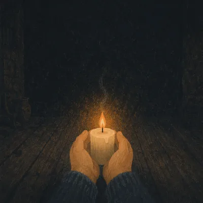 Single Candle of Courage in Darkness