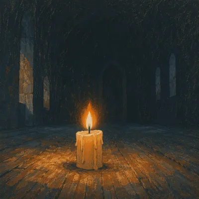 Courage Candle Burning in Vast Darkness