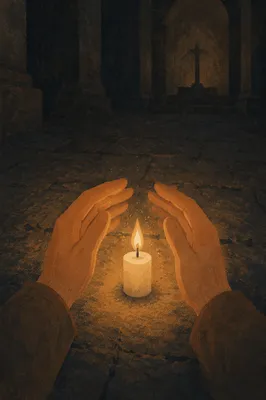Single Candle of Courage in Darkness