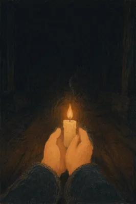 Single Candle of Courage in Darkness