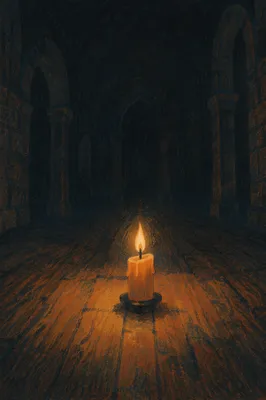 Courage Candle Burning in Vast Darkness