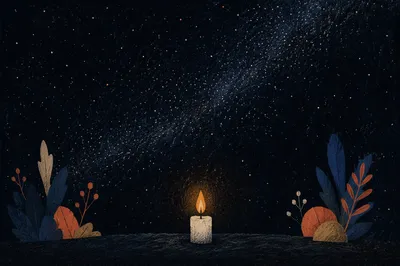 Single Candle of Courage Beneath Stars