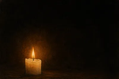 Single Candle of Courage in Darkness
