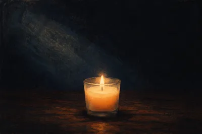 Single Candle of Courage in Darkness