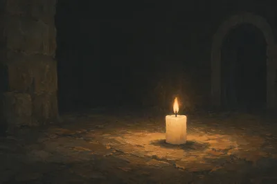 Single Candle of Courage in Darkness