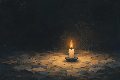 Single Candle of Courage in Darkness