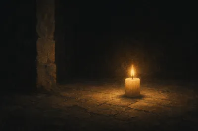 Single Candle of Courage in Darkness
